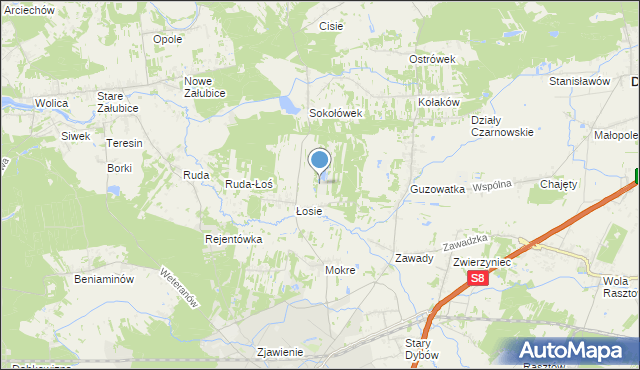 mapa Kolonia Łosie, Kolonia Łosie na mapie Targeo